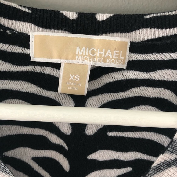 Michael Kors Zebra Print Long Sleeve Black/White Sz XS - Picture 6 of 8